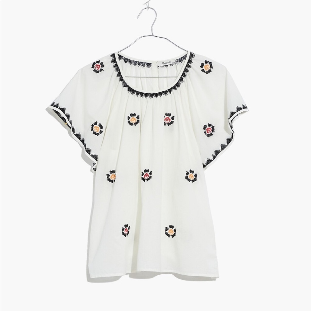 NWT- Madewell- Plus Embroidered Flutter-Sleeve Top Size 2X